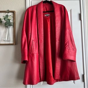 vintage 80s/90s Tibor red leather long jacket